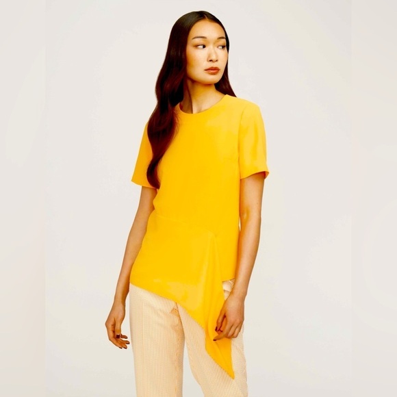 Anne Klein Asymmetrical Yellow/Orange Blouse NWT size 6 - Picture 1 of 10